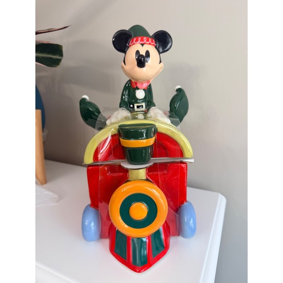 Disney Other - Disney Mickey Mouse Christmas Train Cookie Jar Unisex OS Red Green NWT
